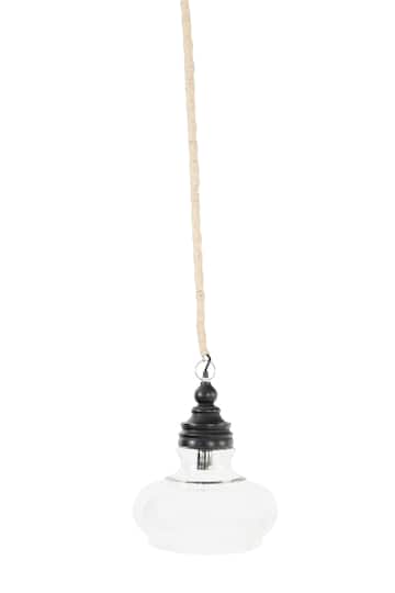 Hello Honey® 15" Glass & Mango Wood Pendant Light